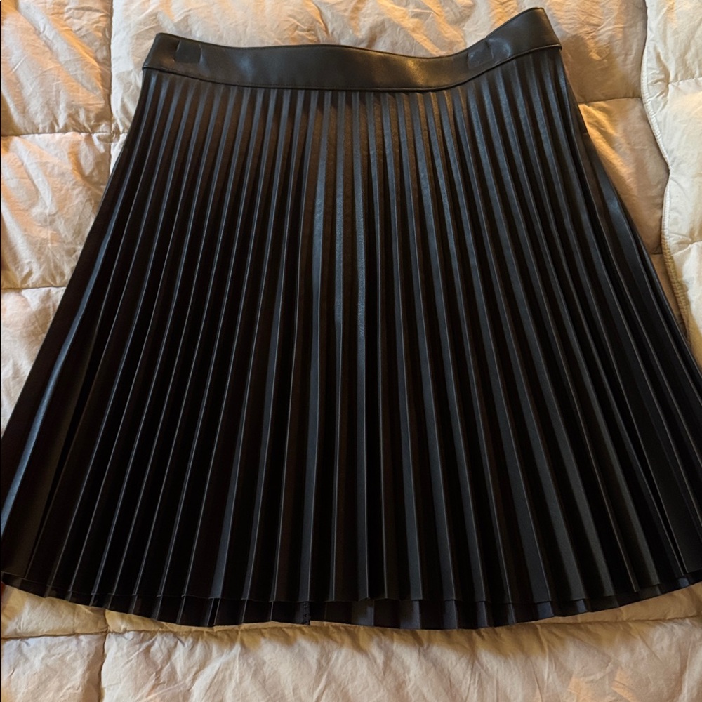 EXPRESS Pleated Faux Leather Black Skirt